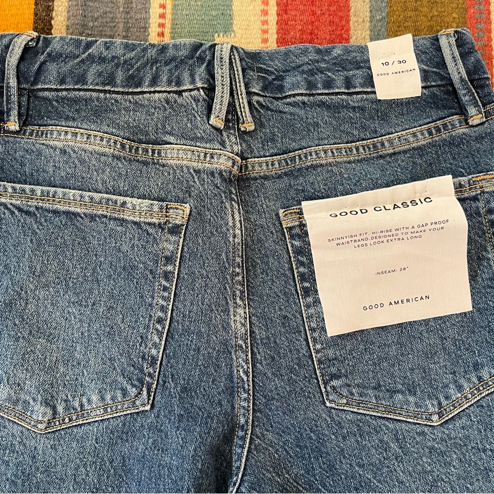 Good American High Rise Straight Leg Jeans - Medium Wash Blue - Picture 3 of 7